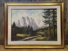 ❤️ Dipinto olio su tela -Paesaggio delle Dolomiti- N. Lorenzo - Anni ‘70 - 50x70