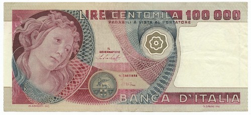 100000 lire banca italia - 100000, d'italia