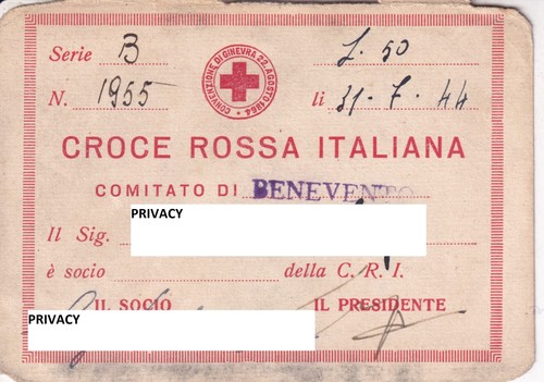 Tessera croce rossa italiana - rossa,