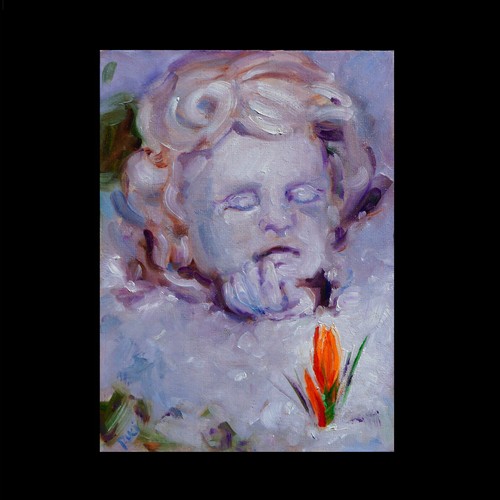 Dipinto olio angelo della - olio, neve