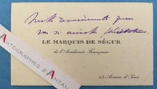 ● Marquis Pierre de SEGUR académicien petit fils Comtesse de Ségur cdv