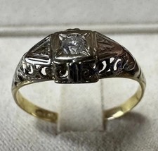 ANELLO ANTICO EPOCA ART DECO IN ORO GIALLO 18kt. CON DIAMANTE NATURALE