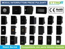 MODULI PRESE INTERRUTTORI SHUCKO COMPATIBILE BTICINO SERIE AXOLUTE COLORE NERO