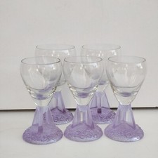 set 5 bicchieri calice In Vetro Acqua Vino Colorati Alexsandrite murano Vintage 