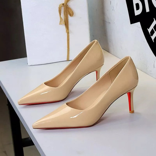 Decolte beige vernice tacco - vernice,