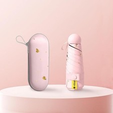 Ombrello da viaggio compatto a 6 stecche con rivestimento nero, ombrello portati