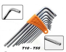 2 SET DI CHIAVI TORX LUNGHE E CORTE AD ELLE  18 PEZZI T10 -T55 CHROME STRONG