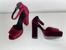 sandalo velluto bordeaux tacco 12 con laccetto taglia 40 100% made in italy MPS