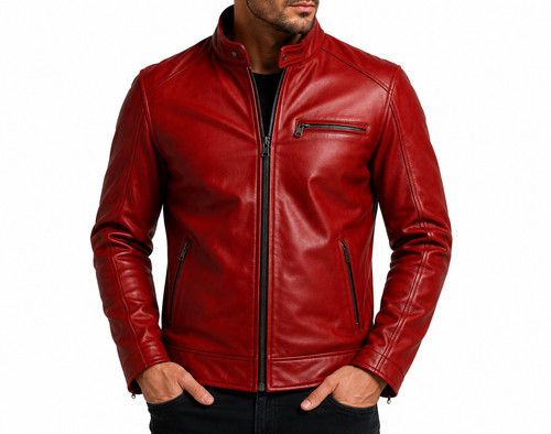 Giacca uomo pelle rossa - in,