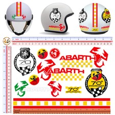 Abarth adesivi casco striscia giallo rosso sticker helmet scorpion vintage 10 pz