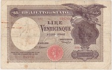 Italy 25 Lire Banknote