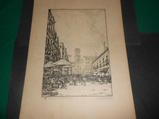 1924 LITOGRAFIA ANTONIO CARBONATI NAPOLI MERCATO DI PIAZZA DEL CARMINE