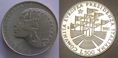 Moneta argento 500 - 500, lire