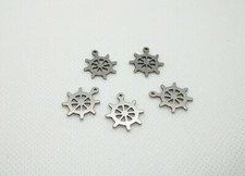 5pz ciondoli timone  in acciaio inox 17x15mm colore argento scuro bijoux