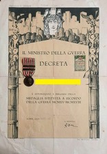 Regno - Diploma e Medaglia bronzo Commemorativa 1915-1918 con 2 barrette (S J)