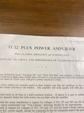 Foglio informazioni funzionamento amplificatore di potenza Leak TL/12 Plus 2 pagine - T71
