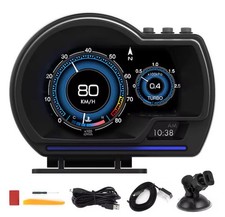 OBD2+GPS Car Gauge HUD Head-Up Digital Display Speedometer Temp Alarm Turbo RPM