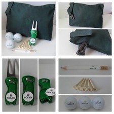 ROLEX Golf Pouch + 3 palline Rolex Titleist Pro V1 - strumento Divot - magliette e matita