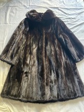 Pelliccia vera in visone marrone – cappotto elegante vintage - Taglia 42