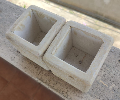 Vaso marmo quadrato in - marmo, set