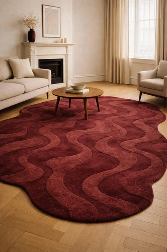 Tappeto zona onda bordeaux - ,