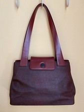 BORBONESE REDWALL Borsa in vera pelle Bordeaux 30x20x9cm vintage anni 90