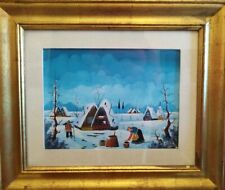 Quadro naif originale "Paesaggio Invernale Innevato"  Firmato Morea Pittura naif