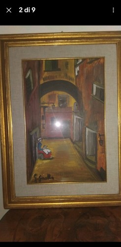 Quadro olio tela antico - tela,