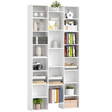 HOMCOM Libreria Moderna Alta 181 cm 21 Scomparti e 10 Ripiani Regolabili Bianco
