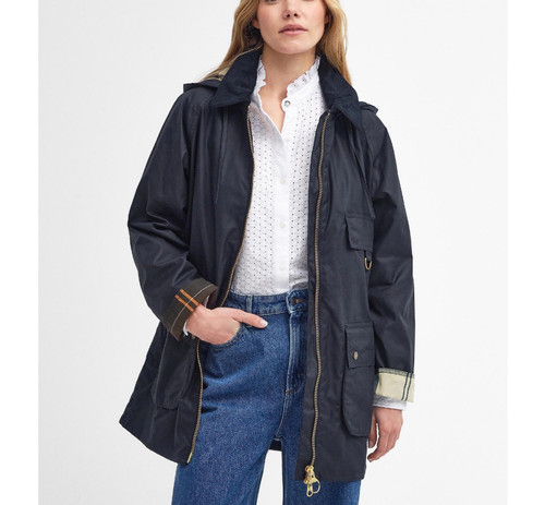 Navy barbour highclere waxed - barbour,