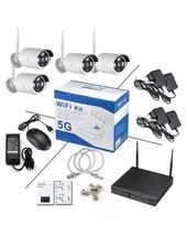 KIT VIDEOSORVEGLIANZA WIRELESS FULL HD 4 TELECAMERE WIFI REMOTO IP 5G DVR NVR