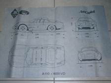 ALPINE  TYPE A 110 - 1600 VD - DISEGNO TECNICO INSERTO  RIVISTA  AUTOCAPITAL
