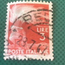FRANCOBOLLO 3 LIRE ANNULLO 1947