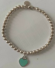 TIFFANY BRACCIALE A PALLINI  CON CUORE SMALTATO MISURA CHIUSO CM 8,1