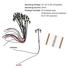 LYM19 10pcs Model Railway Warm Two-leds 1:160 Lamps Street Lights N Scale 1.85In