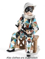 Statuina Porcellana statuetta Capodimonte bambino Arlecchino maschera veneziana 