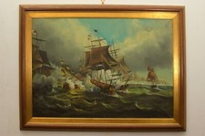 Papaluca Francesco Quadro Olio su Tela - Battaglia Navale Vascelli del XVII Sec.