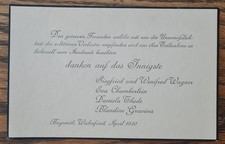 Faire-part de deuil 1930 – Famille Wagner (Wahnfried Bayreuth) à Alfred Cortot 