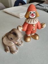Set Thun Vintage Clown Giocoliere Arancione + Elefante Grigio Seduto