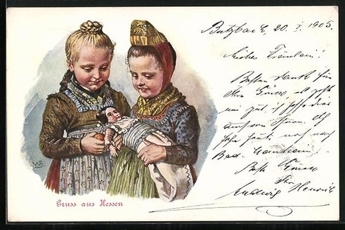 Cartolina due ragazze - cartolina,