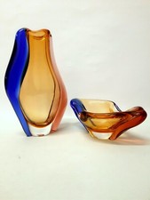 Art Glass vase&ashtray from collection "Romana" by Hana Machovská/Mstišov/Moser