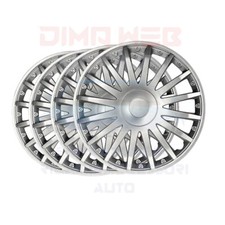 SET 4 COPPE RUOTA COPRICERCHI UNIVERSALI 15" BORCHIE R15 PLATTO GRIGIO CRYSTAL