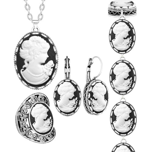 Set cammeo donna regina bianca