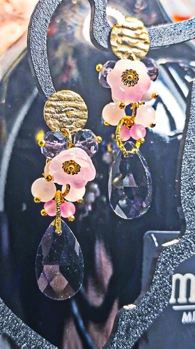 Orecchini fiori rosa - orecchini,