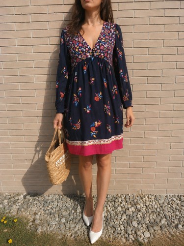 Robe sézane fleurie - robe, marine