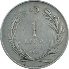 TURKEY 1 Lira 1957 KM#889