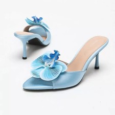 Sabot Mule Donna Satin Azzurro