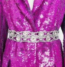 ZARA NEW WOMAN RHINESTONE JEWEL WIDE BELT SIZE 80 / US 30/ UK 30 REF. 8056/201