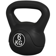 HOMCOM Kettlebell 6kg con 20x13x24 cm in Plastica e Sabbia Nero