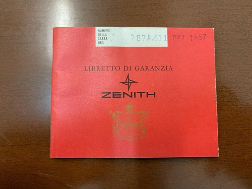 Zenith certificato garanzia - certificato,